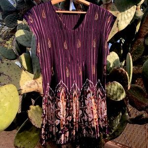 Purple satin-y boho top: expandable and tunic length